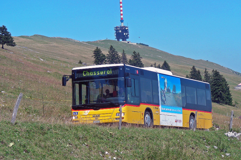 Le nombre de voyageurs sur la liaison St-Imier – Chasseral est passé de
4’112 en 2020 à 1’589 l’été dernier. (Photo: Parc Chasseral)