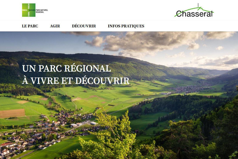 Le site internet du Parc Chasseral se veut épuré. (Photo: Parc Chasseral + Vincent Bourrut (pour la photo paysage))