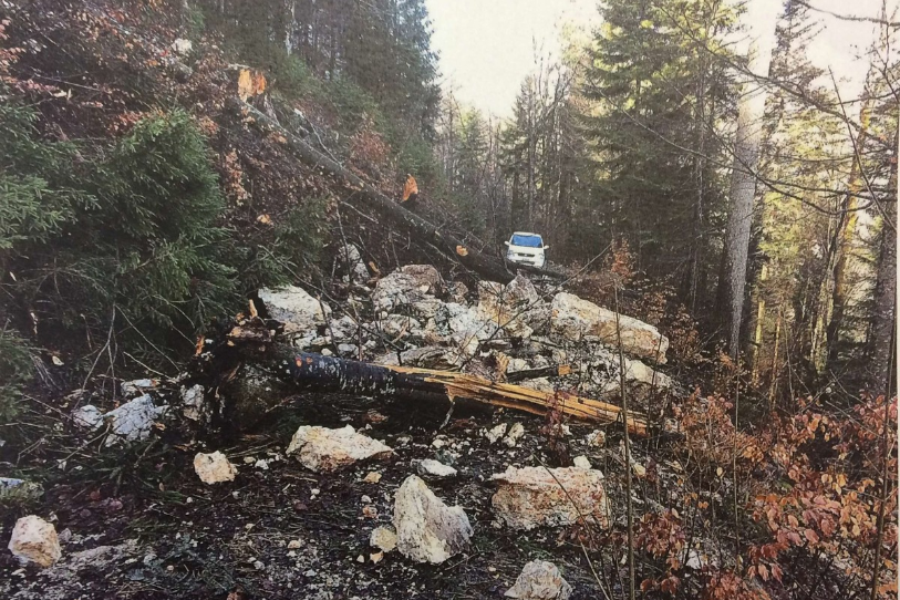 L'éboulement du 11 janvier 2018 au-dessus de Sonceboz. (Photo: commune de Sonceboz-Sombeval)