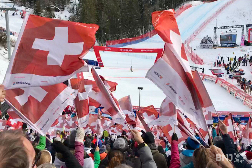 L'aire d'arrivée de Wengen sera certainement moins colorée en début d'année prochaine. (Photo: archives)