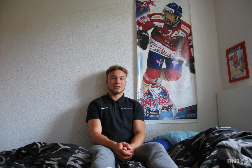 L'attaquant du HC Bienne Gilian Kohler, habitant de Sonceboz, avant son départ en Amérique du Nord en 2017.
