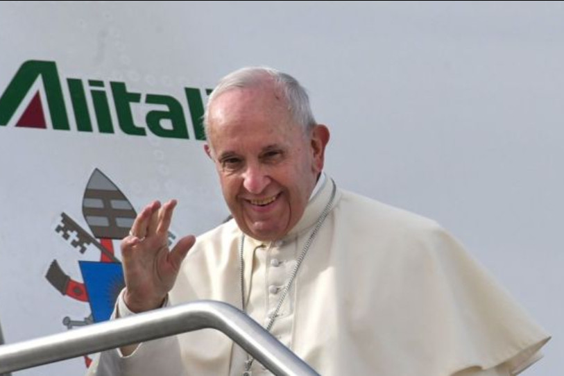 L'arrivée du pape François aux Emirats arabes unis. (Photo : AFP)