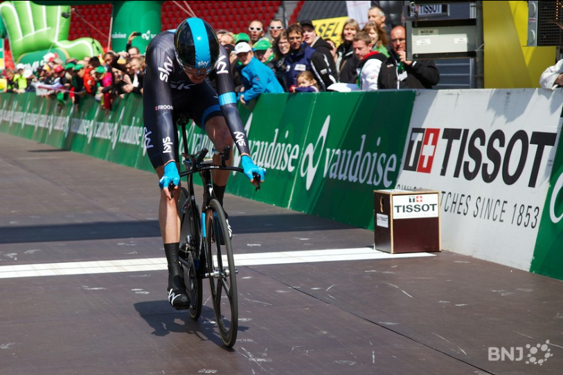 C'était en 2014 à l'intérieur de La Maladière à Neuchâtel : Chris Froome gagnait l'étape finale du Tour de Romandie (photo : archives)