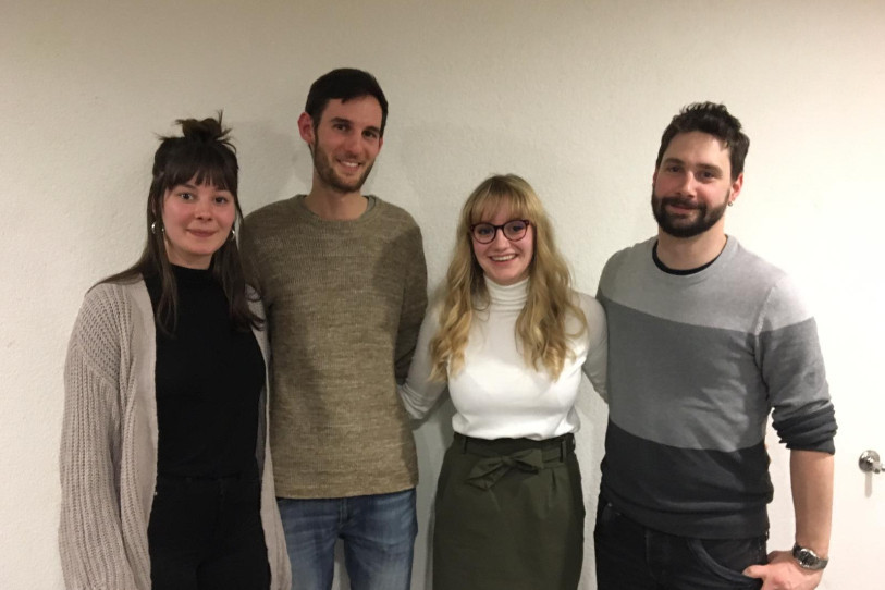Pauline Schneider, Tristan Robert, Zoé Nater et Alexandre Porret (de gauche à droite) sont candidats pour le Conseil national. (Photo : JSN)