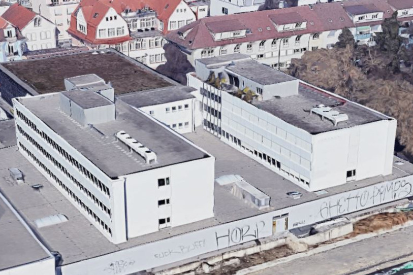 Si le projet est validé par le Conseil de Ville, le Département des affaires sociales s'installera dans ces bâtiments situés au nord de l'Esplanade du Palais des Congrès. (Image : Google Maps)