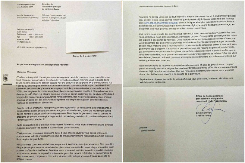 Berne Rappelle Ses Profs Retraites Pour Faire Face A La Penurie D Enseignants Rjb Votre Radio Regionale
