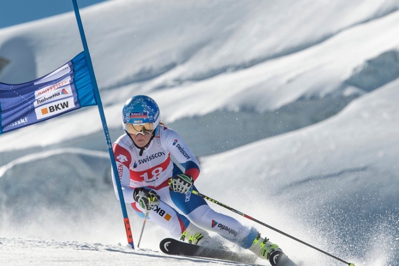 Corinne Suter a fêté le deuxième podium de sa carrière en Coupe du monde.  