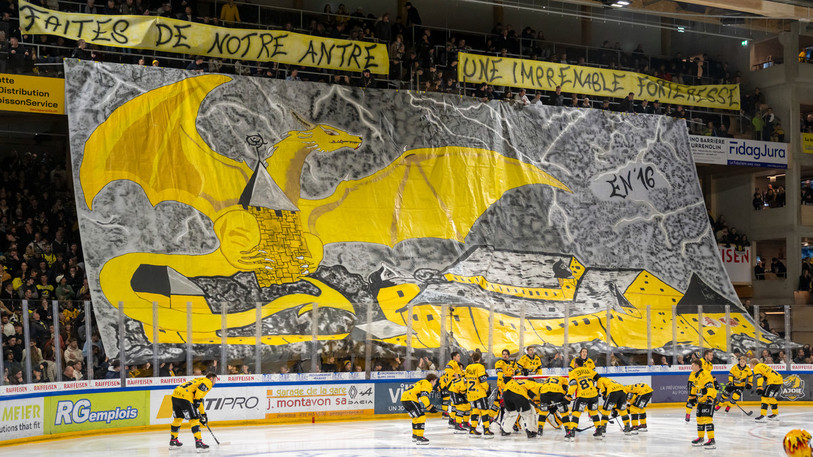 Les supporters du HC Ajoie avaient pourtant donné le ton dans cette rencontre. (Photo : Georgios Kefalas)