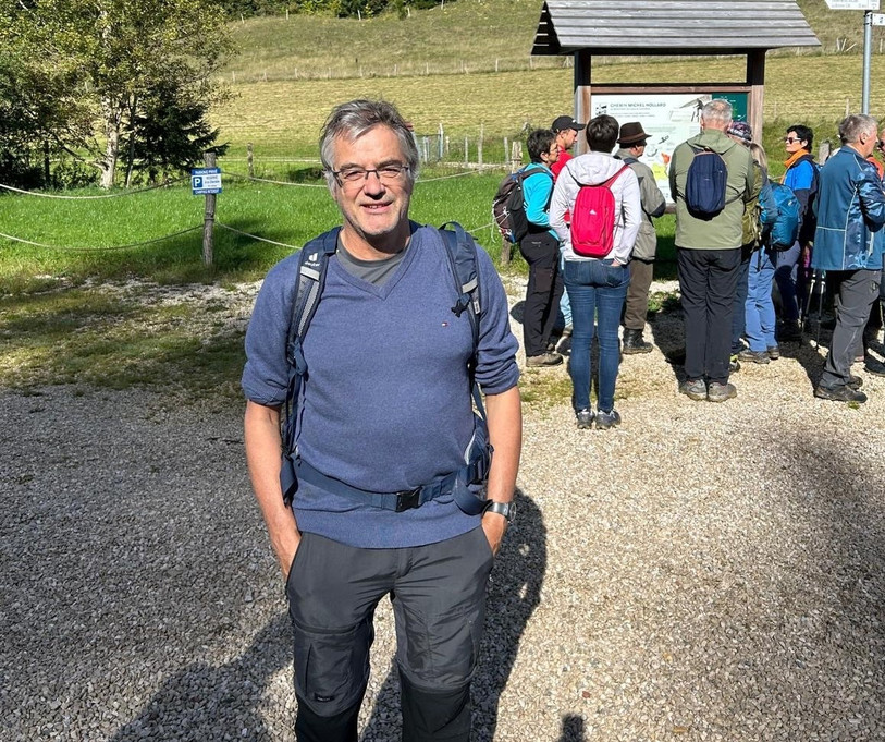 Jean Rémy, le petit neveu de Michel Hollard, a participé à la randonnée de samedi. (Photo: Commune de La Brévine)