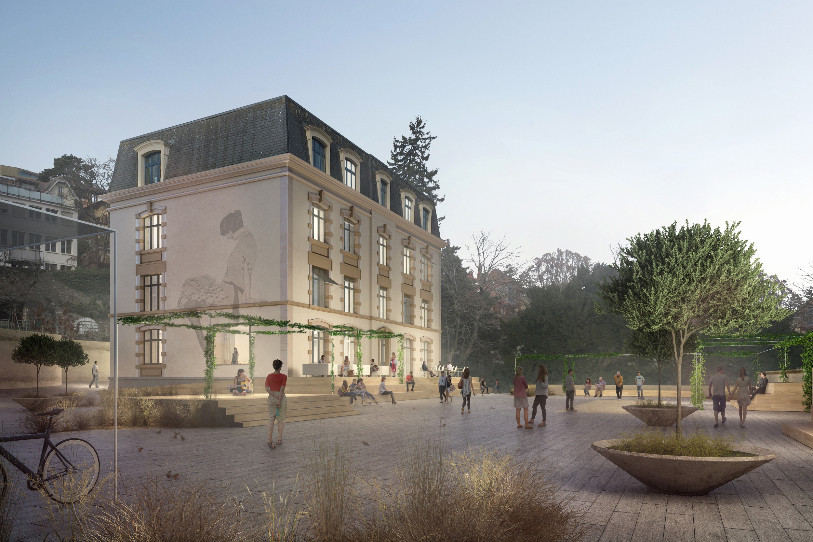 L'image de synthèse de la future auberge de jeunesse de Neuchâtel prévue dans le collège des Sablons. 