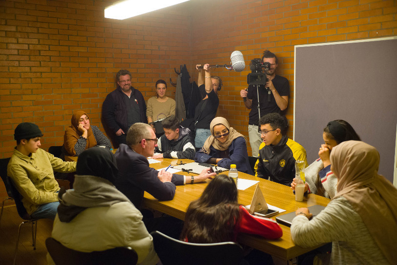 En décembre 2018, Thomas Hirschhorn a réalisé un workshop avec des enfants issus de la migration dans le cadre des activités de l'association Tasamouh. (Photo : Enirque Muñoz García)