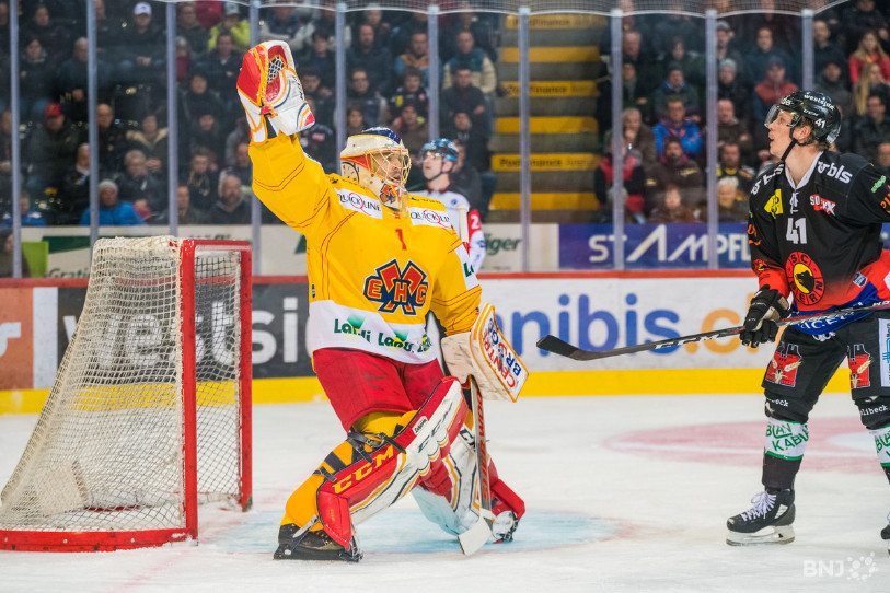 Jonas Hiller a été impérial dans ses buts avec 36 arrêts, sauvé également trois fois par ses montants. (Photo : Jonathan Vallat)