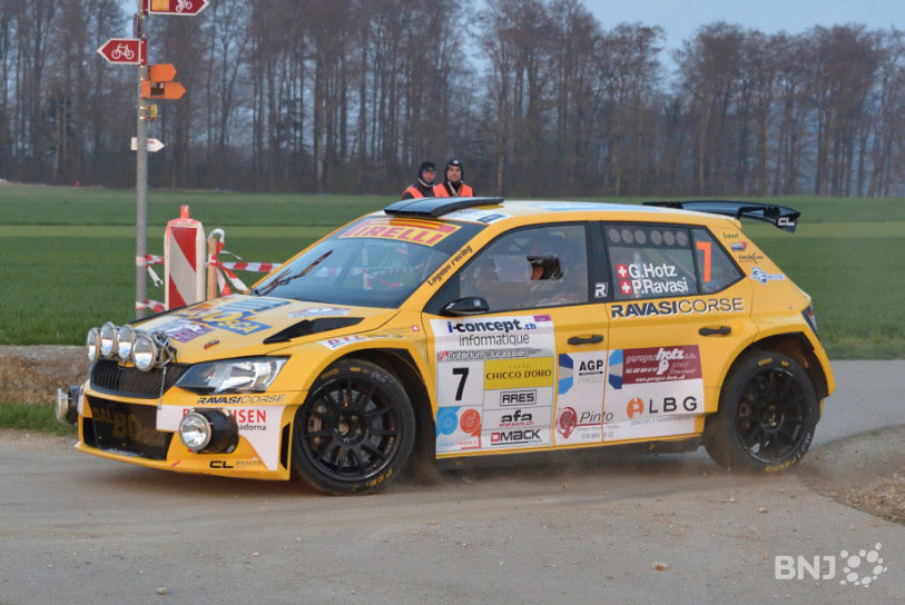 Grégoire Hotz avait pris la 3e place de la 1re spéciale vendredi, avant de sortir de route sur la 2e (photo : Georges Henz).