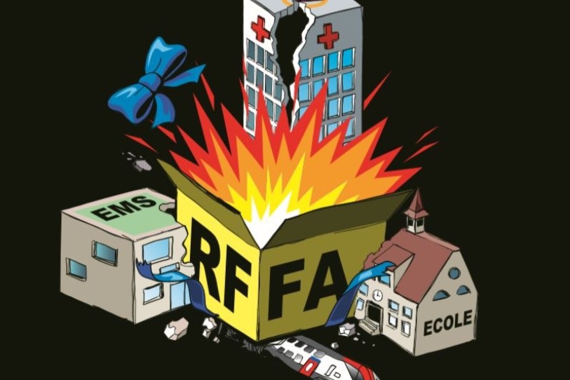 Les opposants à la RFFA craignent des coupes dans les prestations publiques (ci-dessus l'affiche de campagne du Syndicat suisse des Services publics).