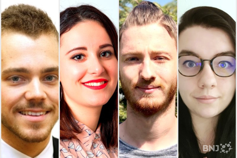 Jean Leuenberger (Jeunes UDC Jura), Leïla Hanini (Jeunesse socialiste jurassienne), Jordan Gaignat (Jeunes Verts Jura) et Jessica Wieser (Jeunes démocrates-chrétiens, de gauche à droite) représenteront la jeunesse engagée dans Pure Politique.