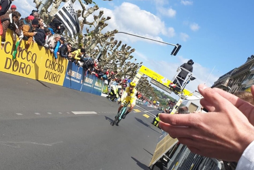 Primoz Roglic à son arrivée à Genève. (Photo: Twitter/Le Tour de Romandie)