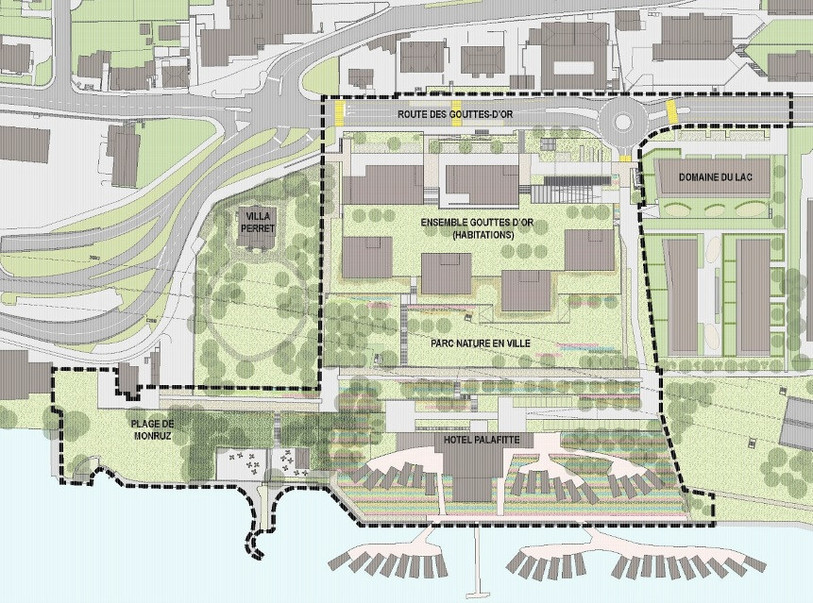 Le plan du projet du quartier sud de Monruz. (Photo : rapport du Conseil communal)