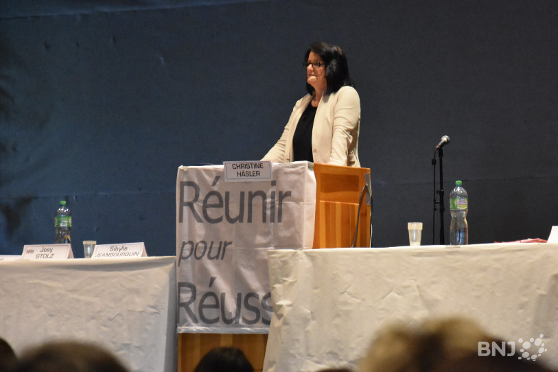 Christine Häsler s'est adressée aux enseignants francophones du canton de Berne mardi matin à Tramelan.