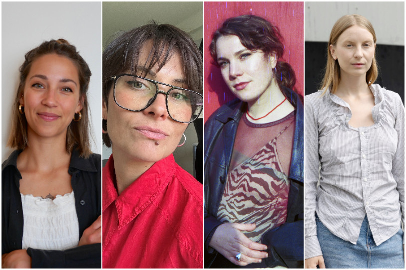 La FARB distingue quatre artistes pour ses programmes 2025 et 2026. De gauche à droite : Jéromine Schaller (peintre et graveuse), Laura Chaignat (comédienne et animatrice), Maeva Rubli (illustratrice) et Maya Hottare (artiste visuelle). (Photomontage : Ninon Lacroix.)