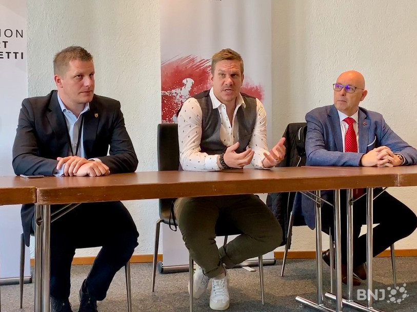 Gregory Aellen, président du Lunch, Laurent Claude, président de la Fondation Gilbert Facchinetti et Christian Binggeli, président de Neuchâtel Xamax FCS.