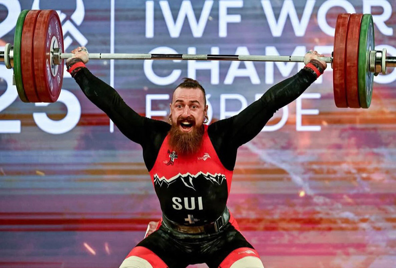 Yannick Tschan lors des mondiaux en Norvège. Photo : International Weightlifting Federation
