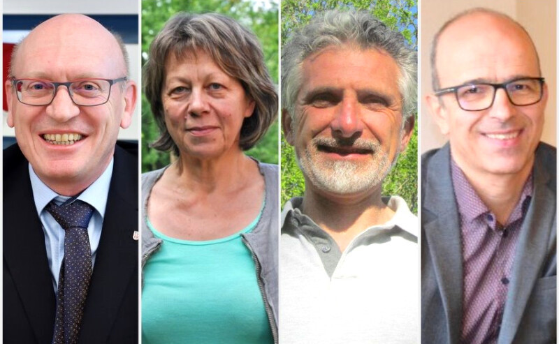 Gabriel Voirol, Erica Hennequin, Marc Tourrette et Pierre-Alain Berret (de gauche à droite) échangeront mercredi dans Pure Politique, sur RFJ.
