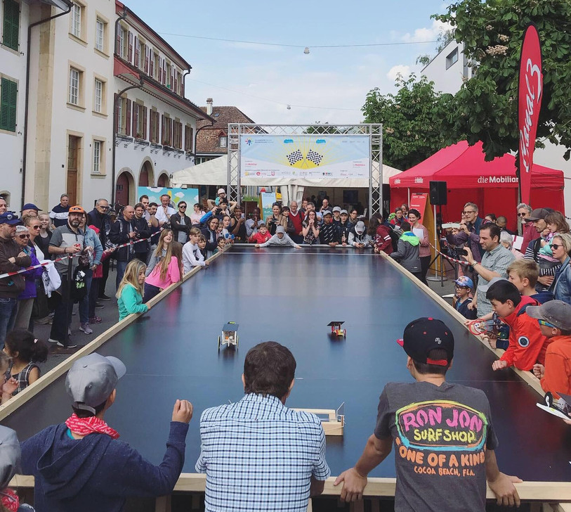 Le but est d'être le plus rapide sur la piste longue de huit mètres. (Photo: Solarcup Seeland)