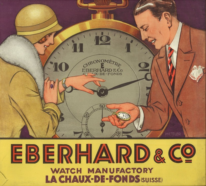 Une affiche publicitaire de la marque horlogère Eberhard, exposée au Musée international d'horlogerie. (Source: Musée international d'horlogerie)