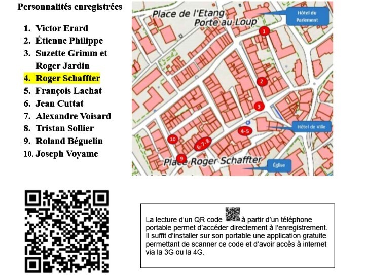 Ci-dessus, la carte de la balade et les différentes personnalités.