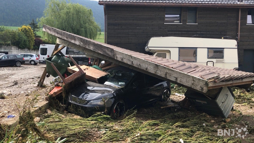 La crue sans précédent de vendredi a fortement touché Villier et Dombresson.