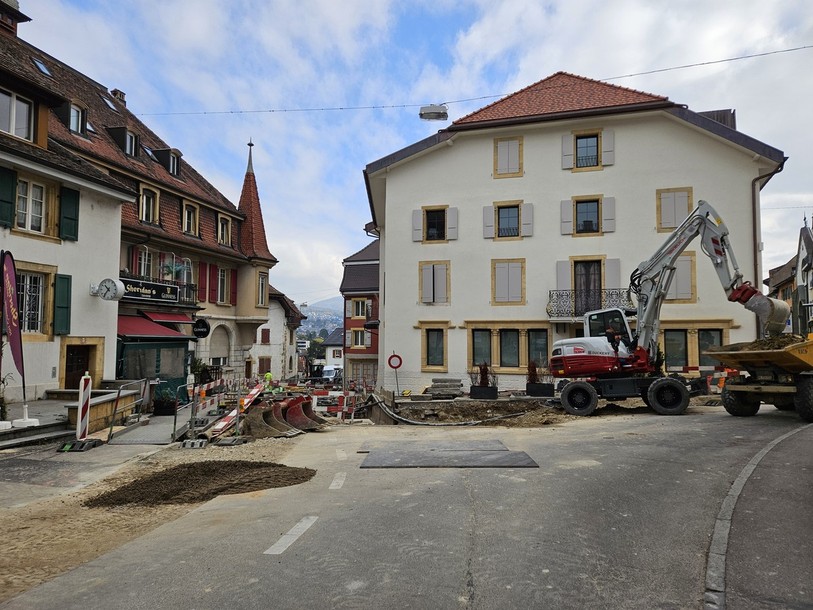 La deuxième phase du chantier se déroule actuellement sur la rue du Vieux-Moulin à Colombier. 