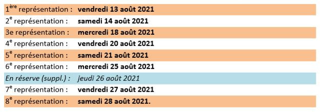Ci-dessus, les dates des représentations. (Photo : La Confrérie des Jardiniers)