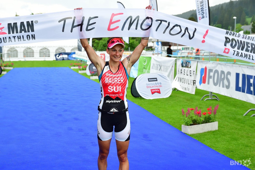 Mélanie Maurer a pu à nouveau lever les bras au ciel, comme ici l'an dernier (photo : archives/Georges Henz).