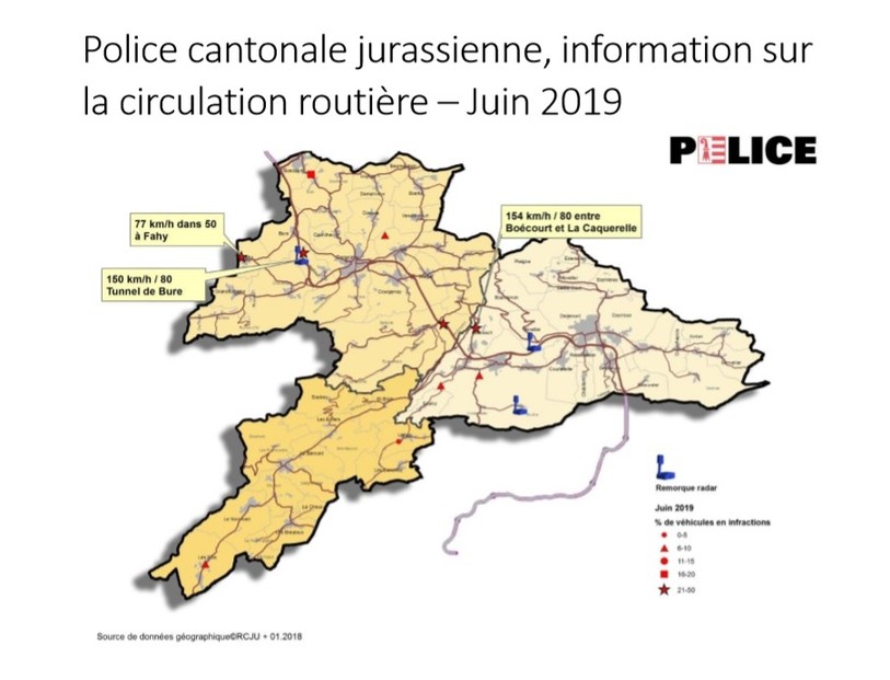 La carte des statistiques de la circulation routière pour le mois de juin.