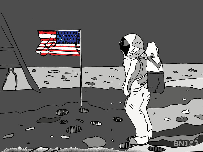 Buzz Aldrin sur la lune (illustration).