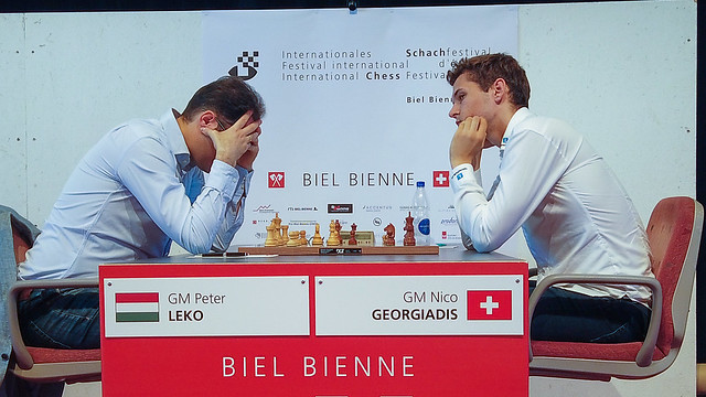 Nico Georgiadis a donné du fil à retordre à Peter Leko. (Photo: Festival international d’échecs de Bienne)