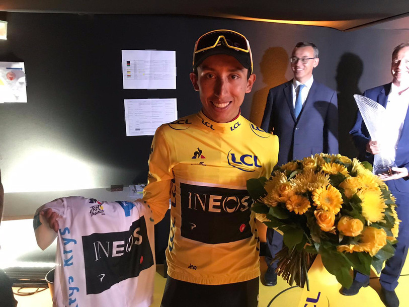 Egan Bernal peut savourer sa victoire sur le Tour de France 2019. (Photo: Twitter Team INEOS)