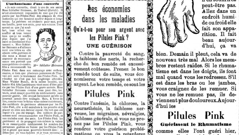 Les journaux du début du siècle regorgent de publicité pour la pilule Pink.