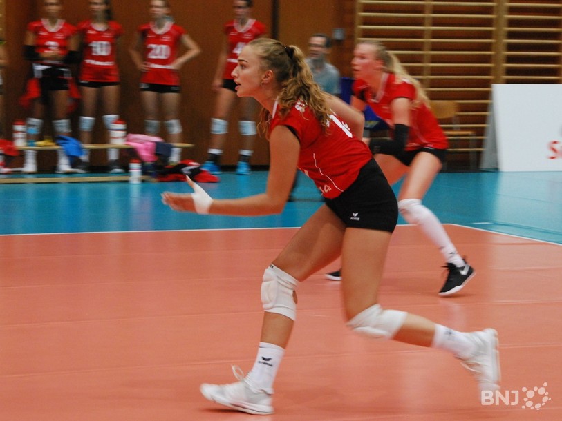 Xenia Staffelbach en pleine action avec le maillot national.