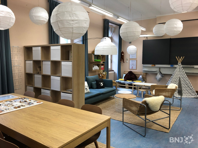 La pièce a été pensée comme un espace rassurant pour les enfants.
