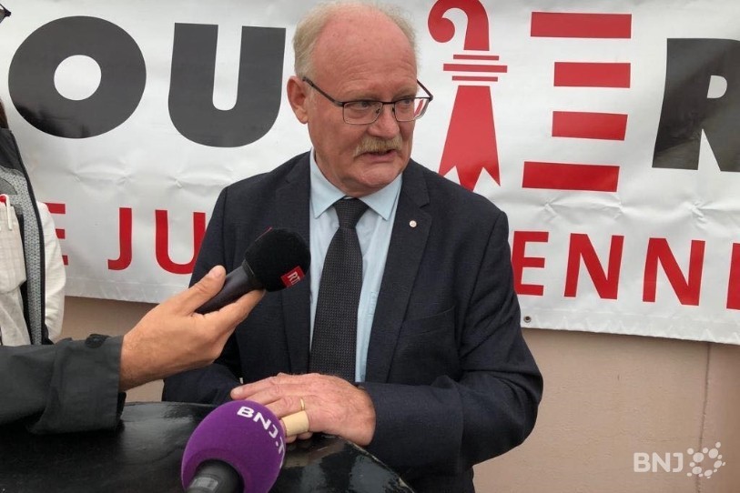 Pierre-André Comte, secrétaire général du Mouvement autonomiste jurassien, ce jeudi matin à Moutier.