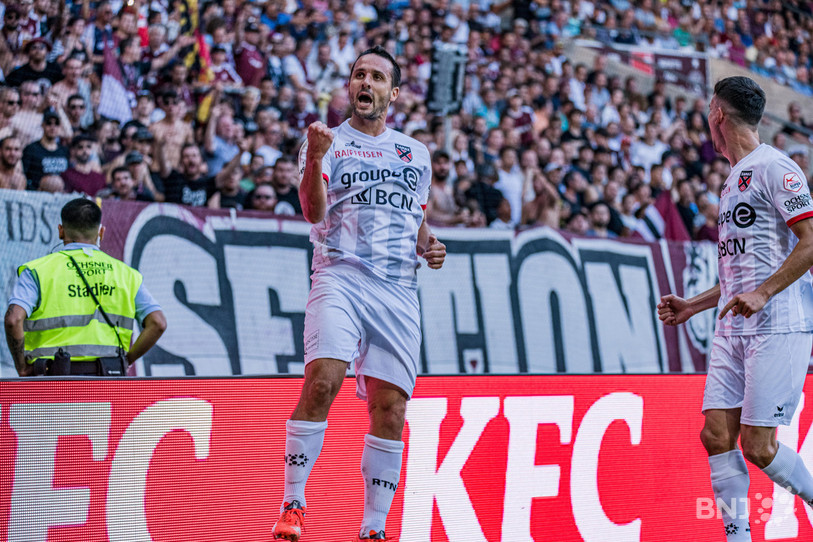Raphaël Nuzzolo a été l'un des grands acteurs de la remontée de Neuchâtel Xamax en Super League en 2018, ici au stade de la Praille à Genève.