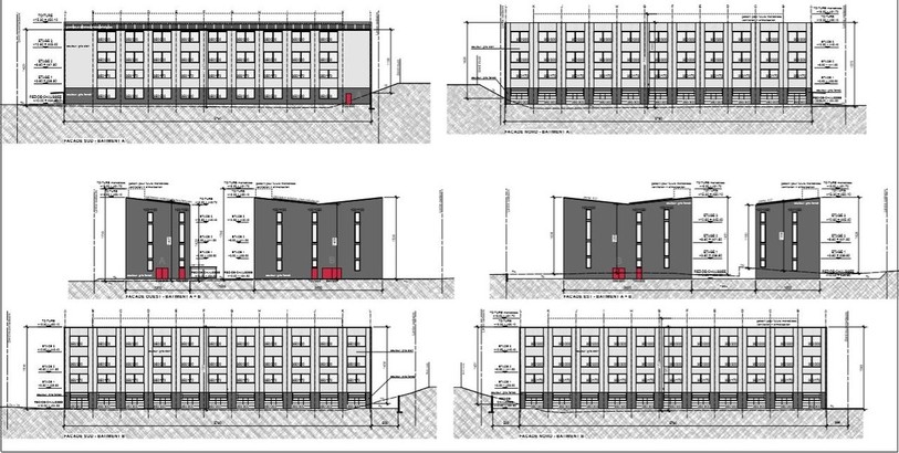 Les plans des façades des deux bâtiments. (Les Forestiers du Jura SA)