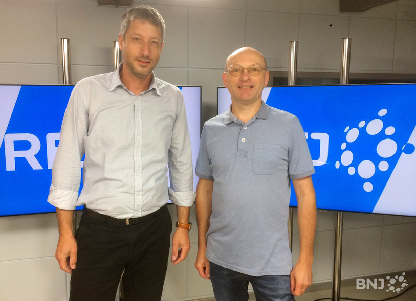 Les deux candidats du PEV Jura au National: Frédéric Nicolet (à gauche) et Silvio Mittempergher.
