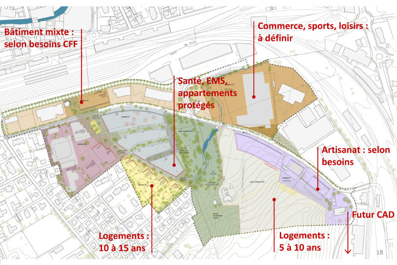 Gare sud : programmes à long terme. (Photo : Ville de Delémont.)