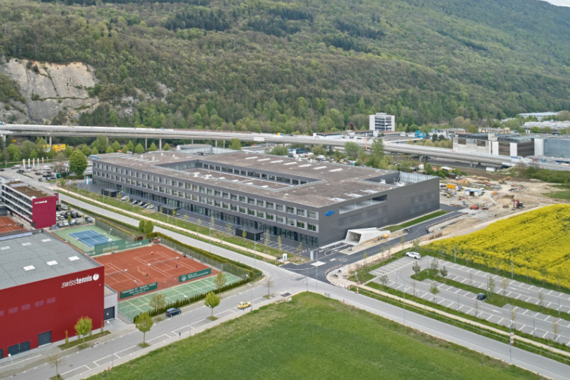 Le nouveau bâtiment de Georg Fischer situé aux Champs-de-Boujean, à Bienne,  a été construit sur un terrain octroyé en droit de superficie. (Photo : Georg Fischer) 