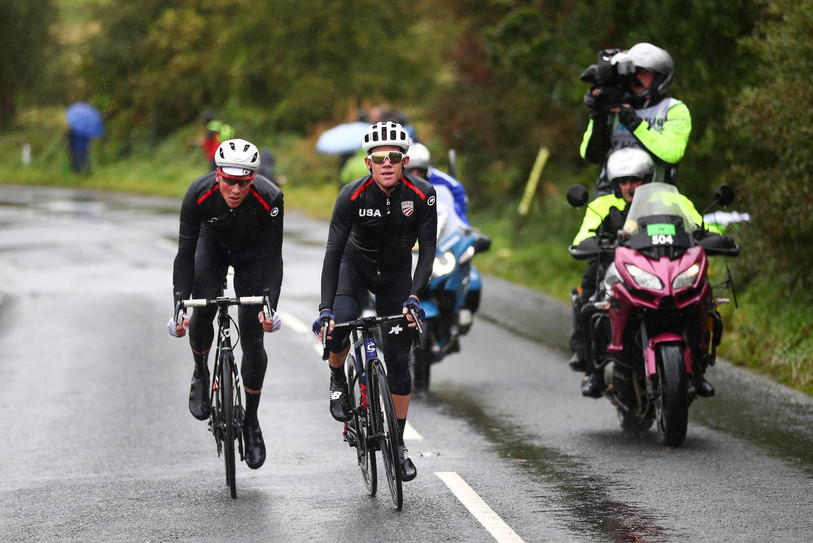Stefan Küng dans ses oeuvres sur les routes du Yorkshire. (Photo: Twitter/Equipe Cycliste Groupama-FDJ)