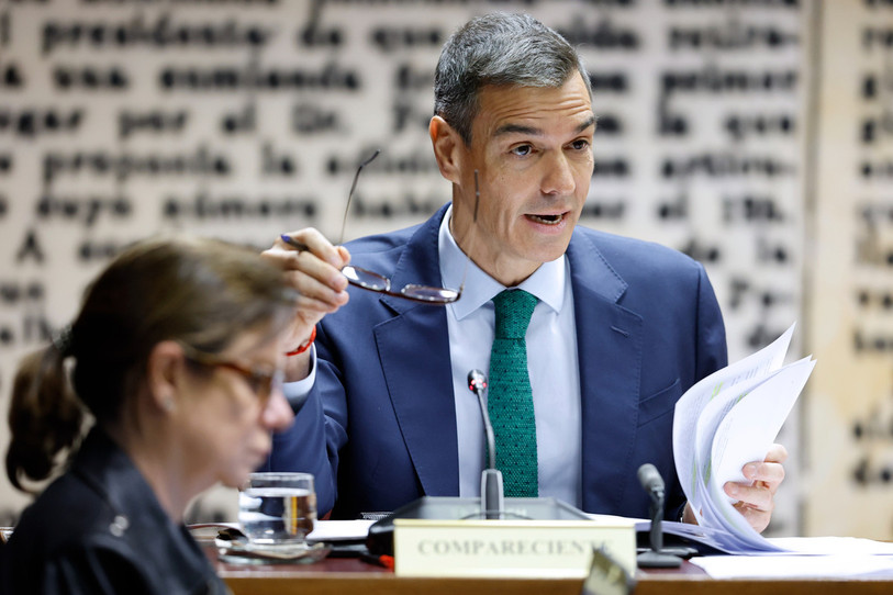 Pedro Sanchez a comparu devant une commission d'enquête du Sénat jeudi. (Photo : EPA/Chema Moya).