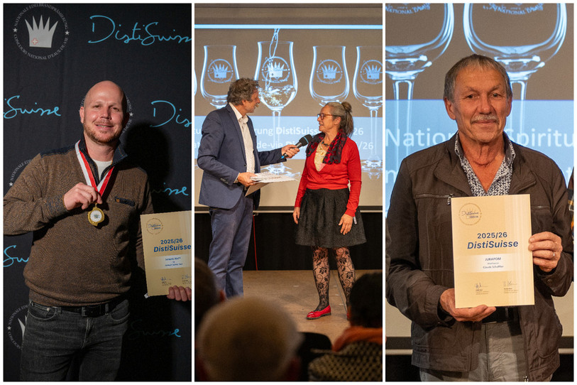 De gauche à droite : Lukas Mikula, Sabine Ennesser et Claude Schaffter et Olivier Fleury ont décroché une récompense au concours DistiSuisse. (Photo : Sabine Ennesser)