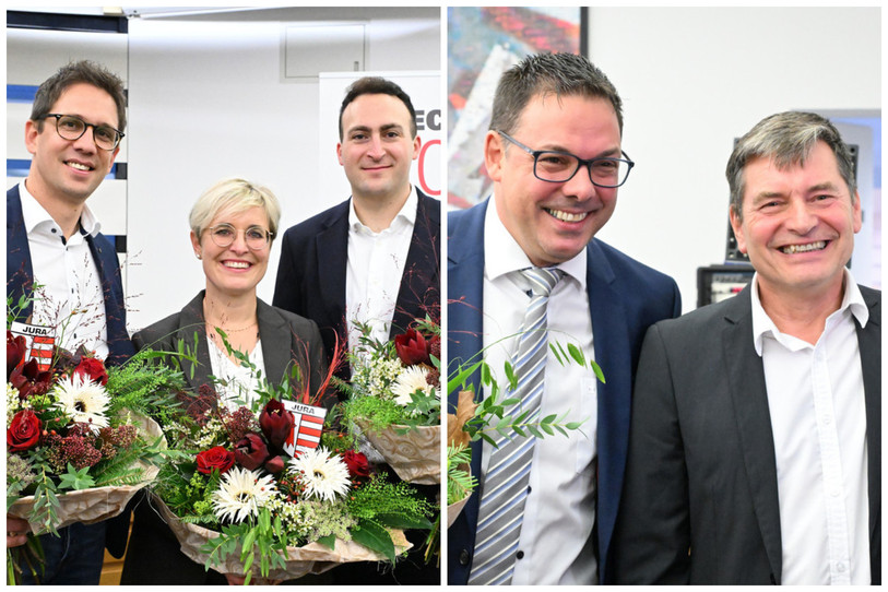 Seuls deux partis seront représentés dans le prochain Gouvernement jurassien : le PS et le Centre. (Photos : Georges Henz)